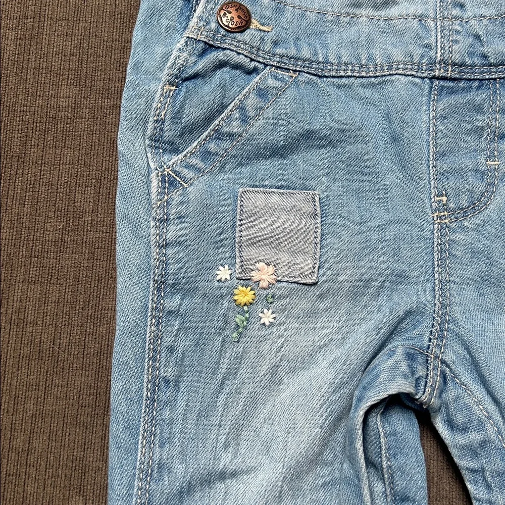 Osh Kosh B’gosh denim overalls floral embroidery size 9 months